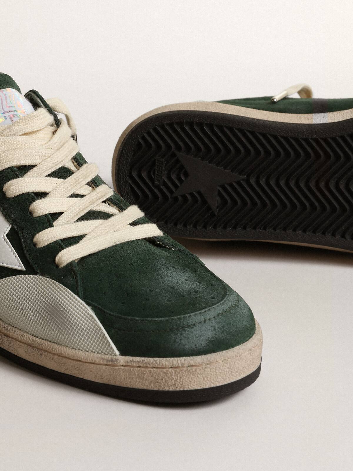 Golden Goose - Women's Ball Star Pro sneakers in green suede with knurled white rubber inserts in 