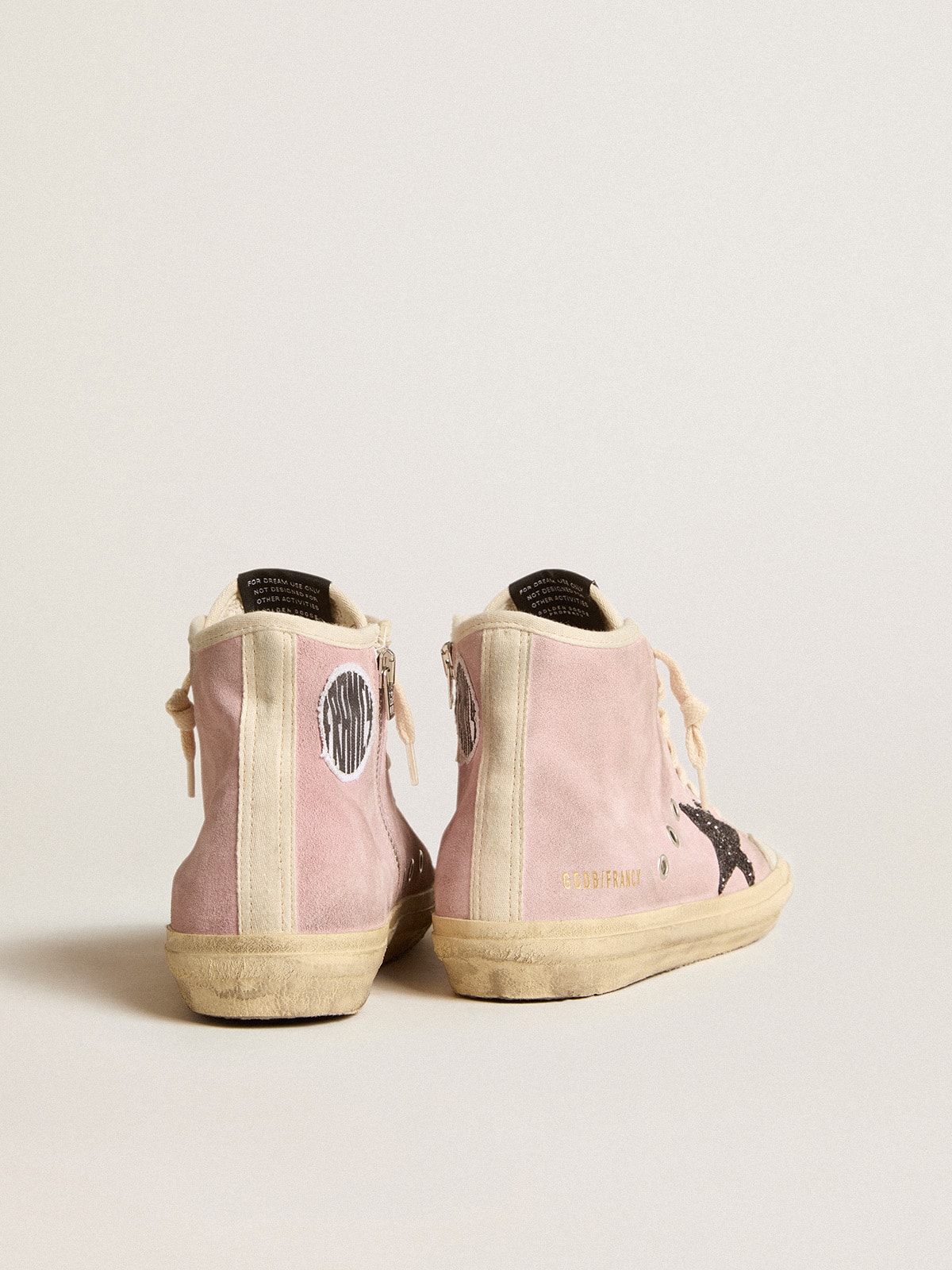 Golden Goose - Francy Penstar in pink suede with gray glitter star in 