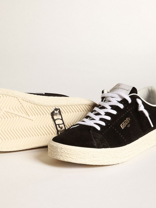 Golden Goose - Women's Tennis in black suede with white leather heel tab in 