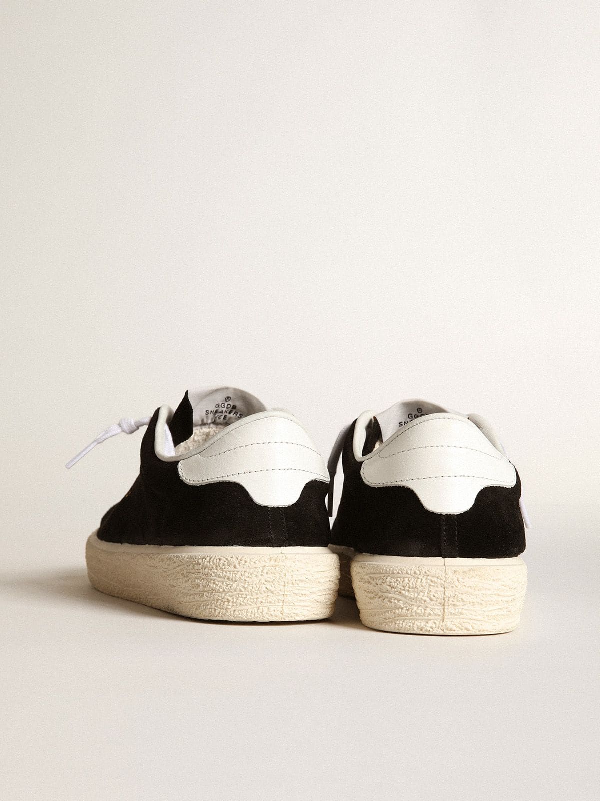 Golden Goose - Women's Tennis in black suede with white leather heel tab in 