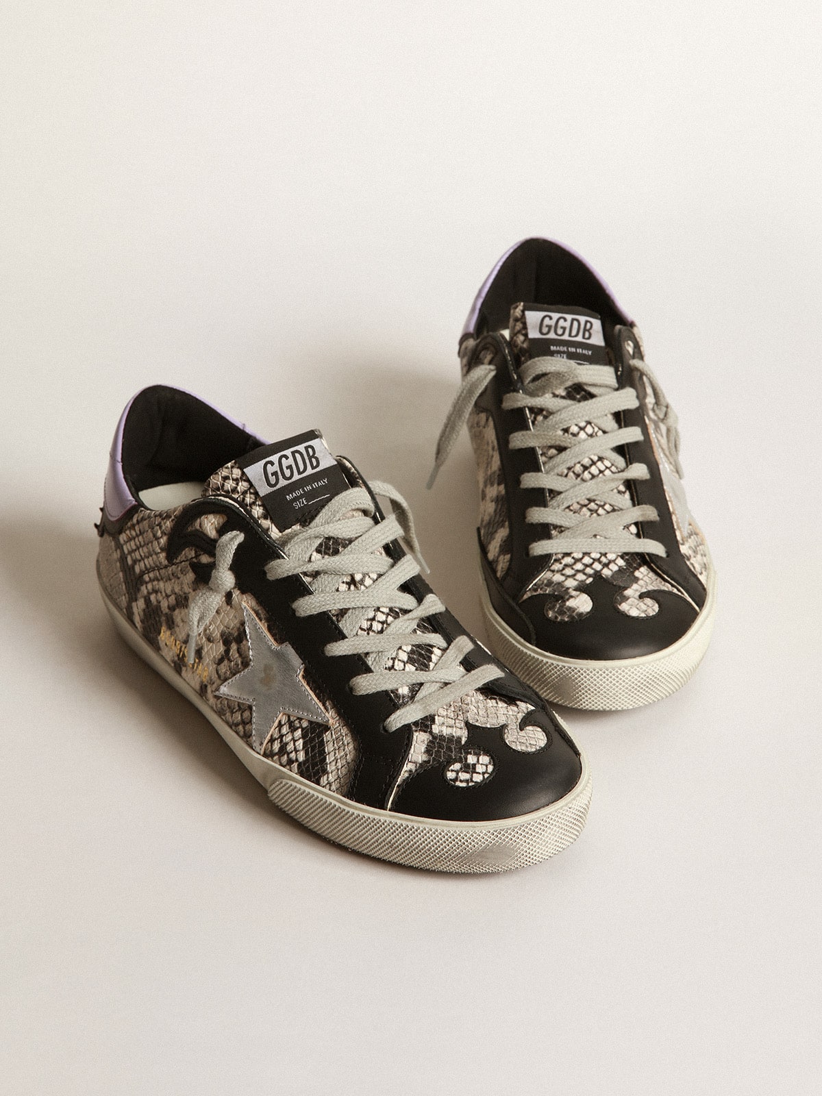 Golden Goose - Sneakers Super-Star à imprimé python avec étoile argentée in 