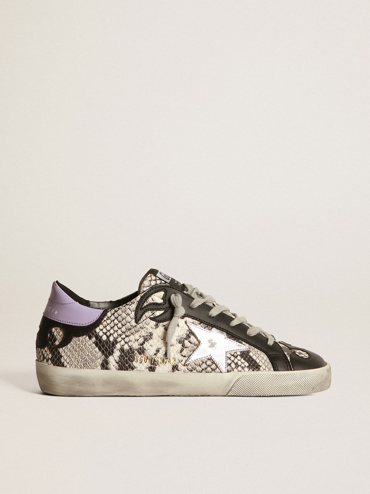 Golden Goose - Tênis Super-Star com estampa de píton e estrela prateada in 