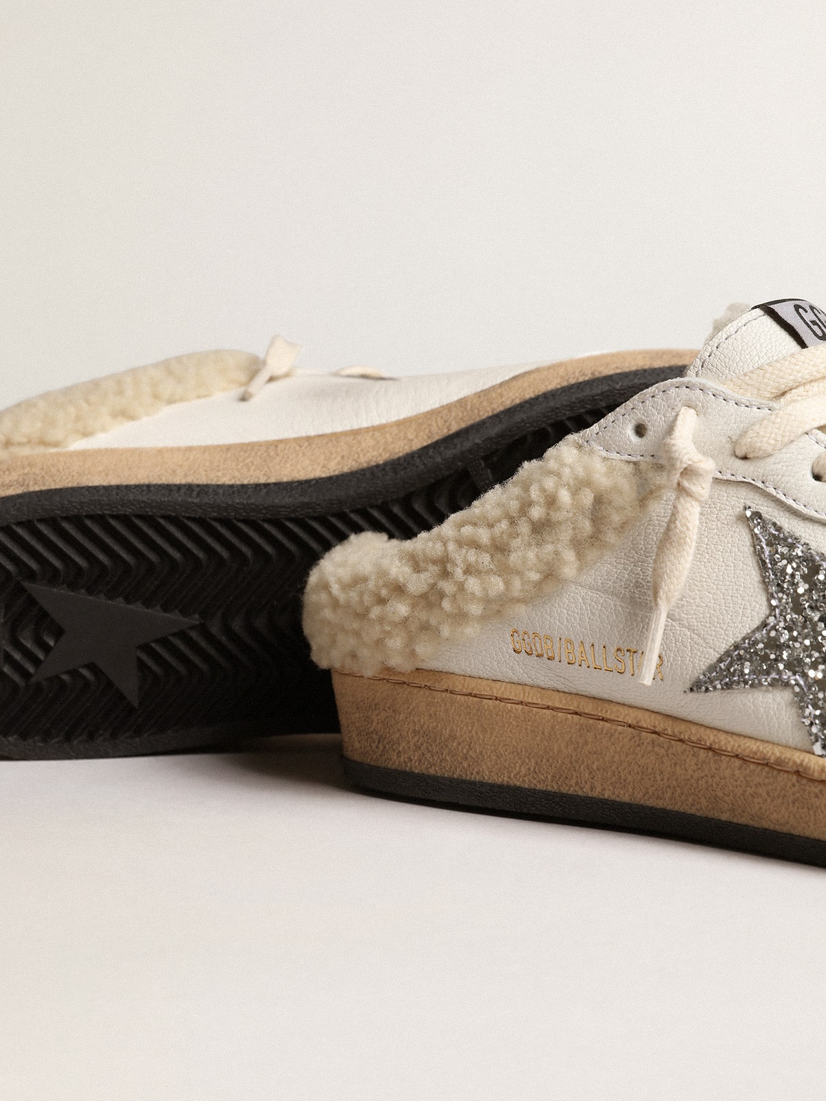 Golden Goose - Mules Ball Star con estrella con purpurina y forro de shearling in 