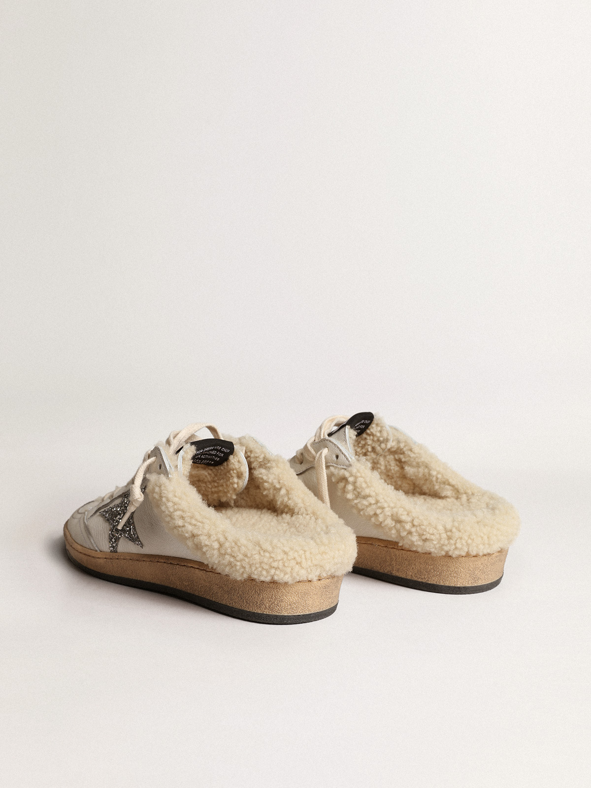 Golden Goose - Ball Star Sabots with glitter star and shearling lining in