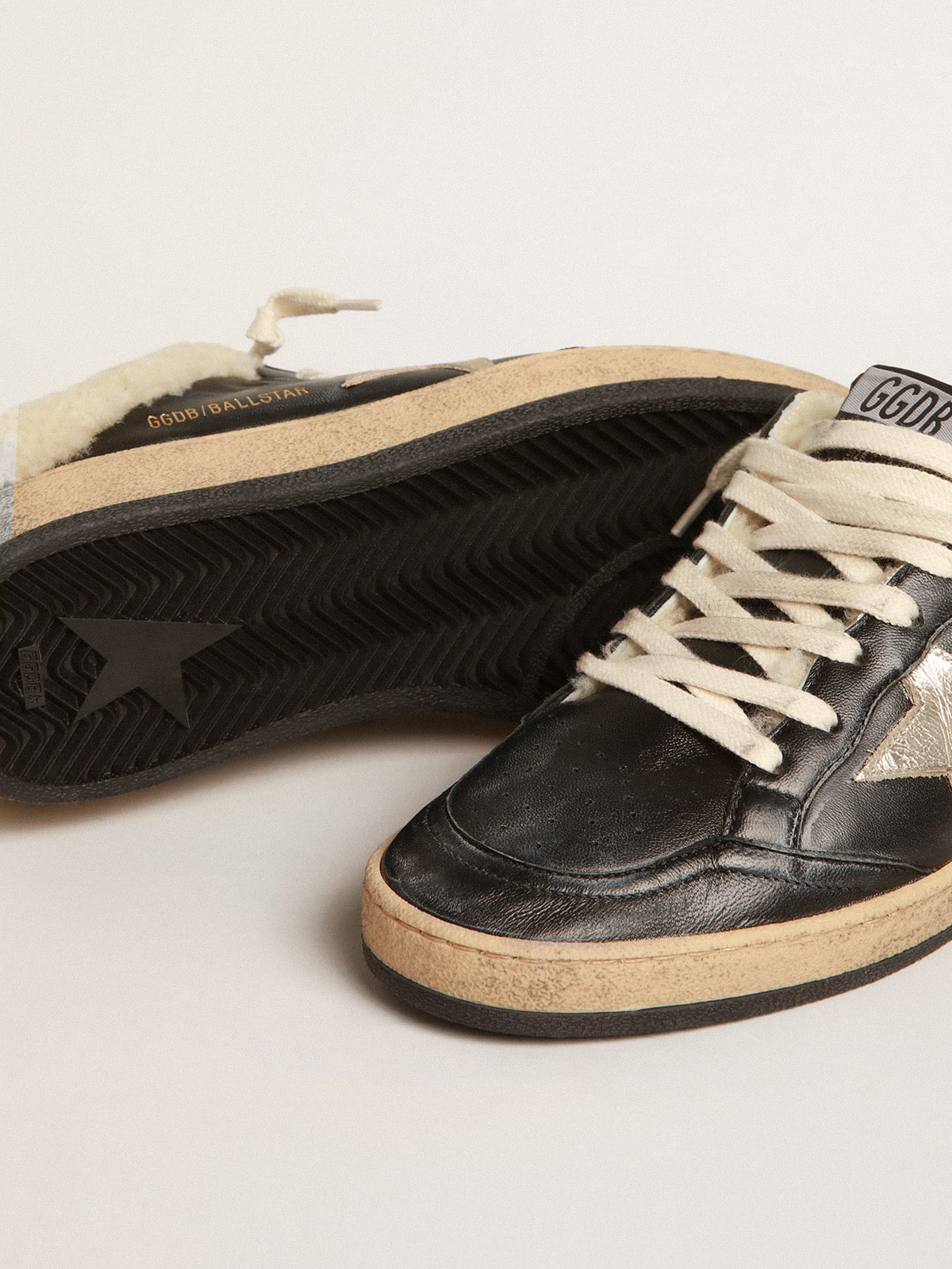 Golden Goose - Mules Ball Star de napa con estrella platino y forro de shearling in 