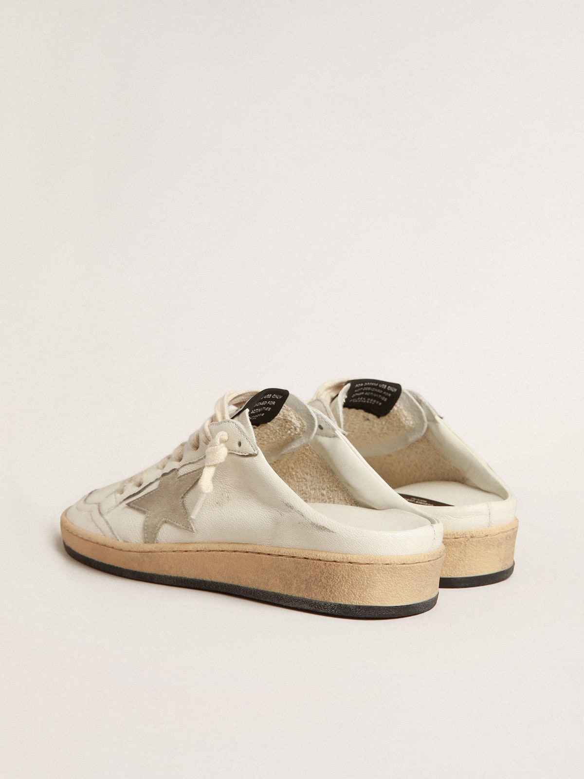 Golden Goose - Ball Star Sabots in nappa leather with ice-gray suede star in 