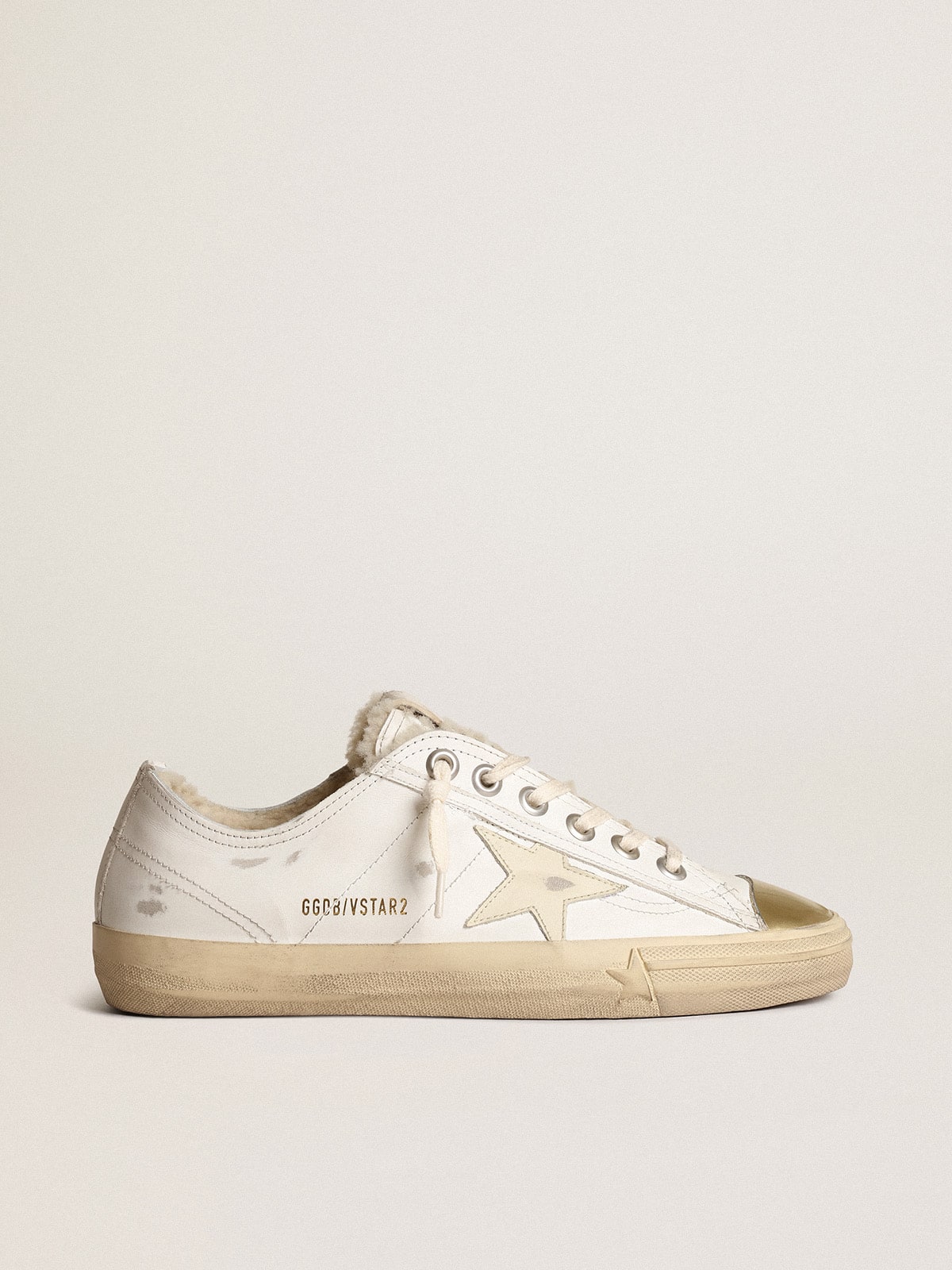 V-Star sneakers with leather star and beige shearling lining