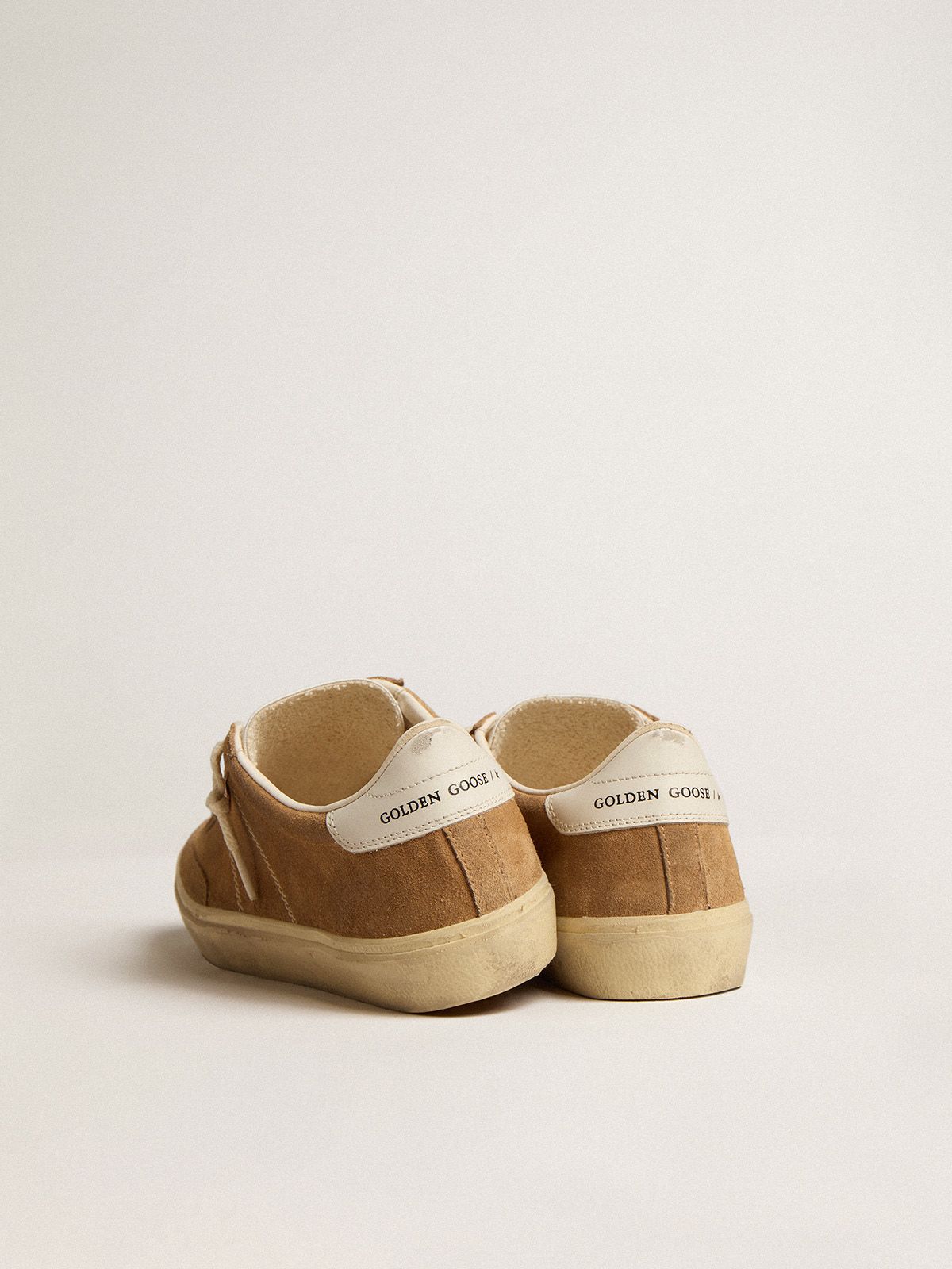 Golden Goose - Women's Soul Star in camel-colored suede with white leather heel tab and tongue in
