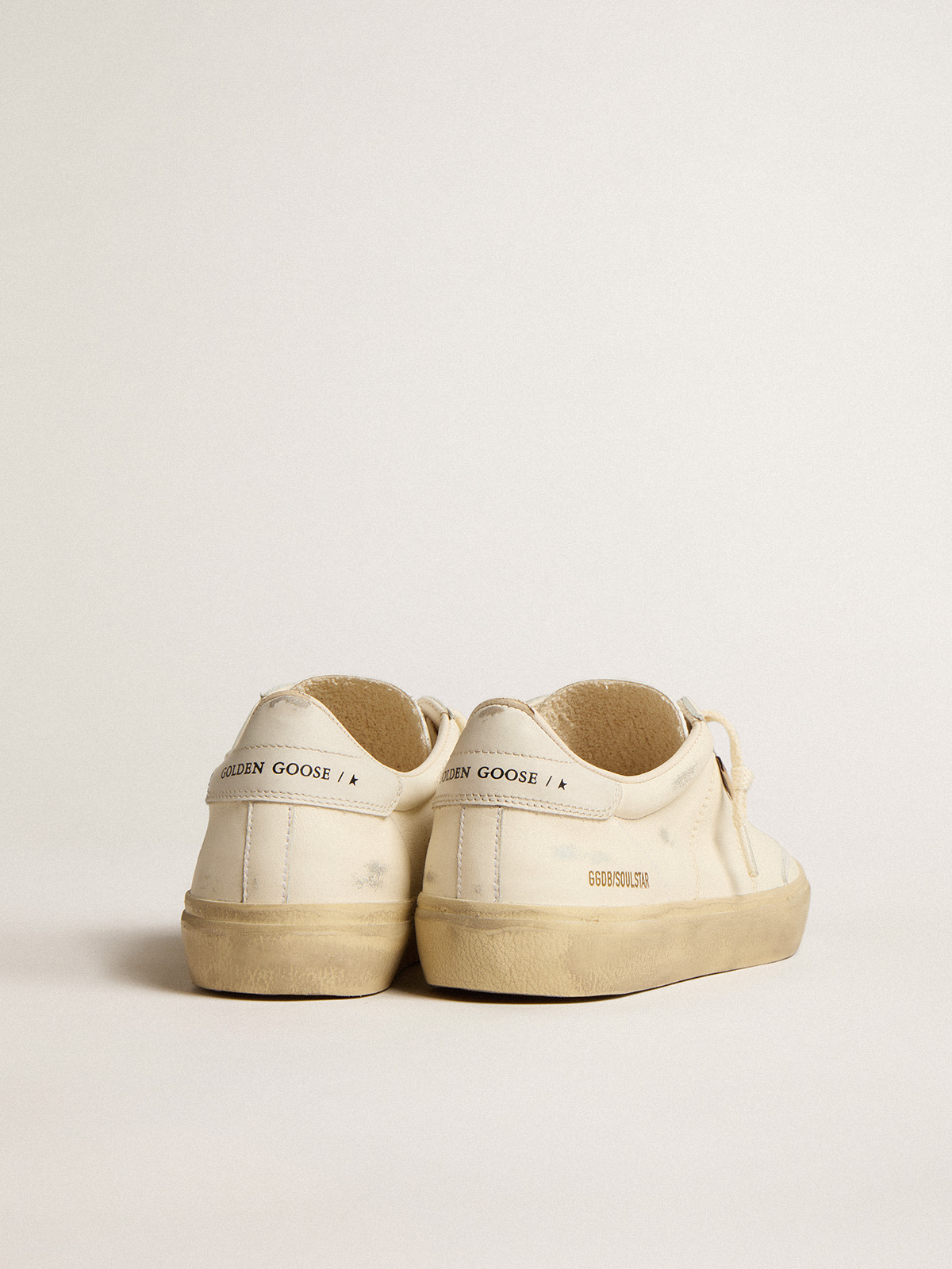 Golden Goose - Soul Star Donna in nappa bianca con talloncino in pelle bianca in