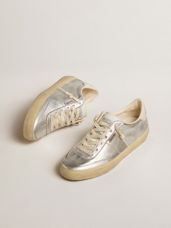 Golden Goose - Soul Star in metallic silver leather with white leather heel tab in 