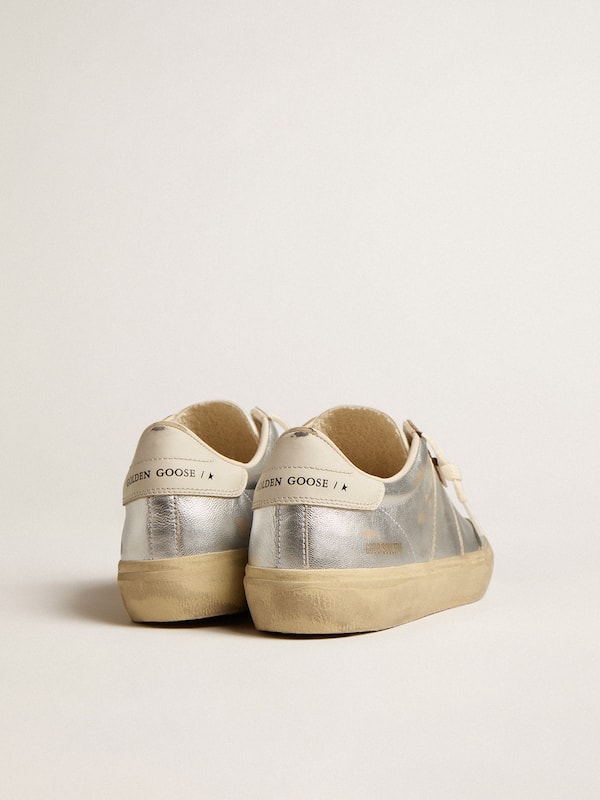 Golden Goose - Soul Star in metallic silver leather with white leather heel tab in 