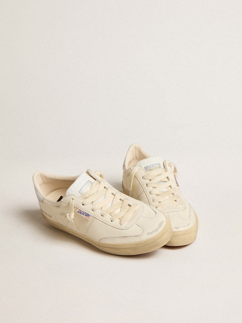 Golden Goose - Soul Star en cuir nappa blanc avec contrefort en cuir lam&eacute; argent&eacute; in 