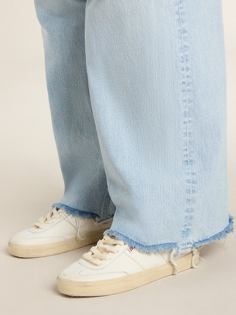 Golden Goose - Soul Star en cuir nappa blanc avec contrefort en cuir lam&eacute; argent&eacute; in 