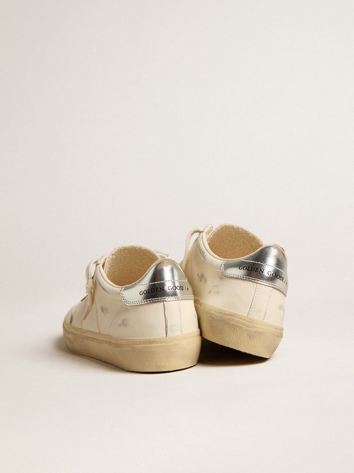 Golden Goose - Soul Star in white nappa with metallic silver leather heel tab in 