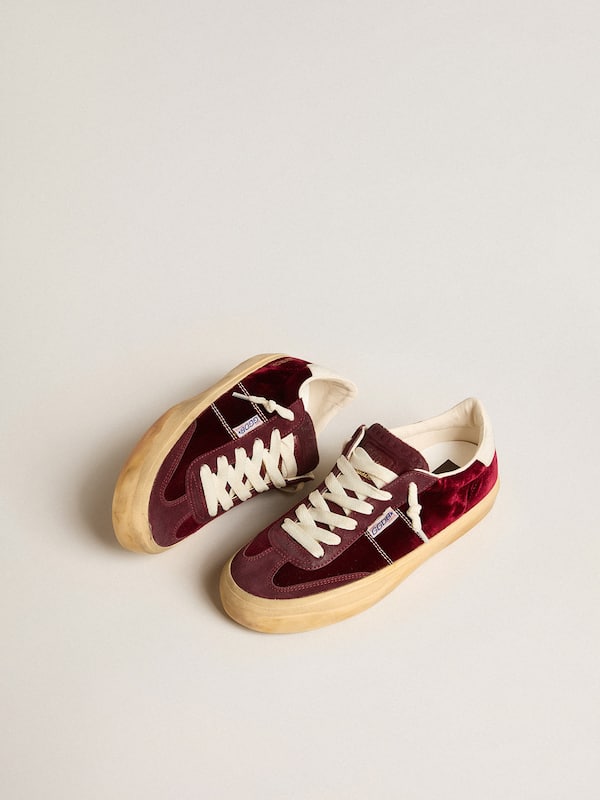 Golden Goose - Soul Star in burgundy velvet with white leather heel tab in 