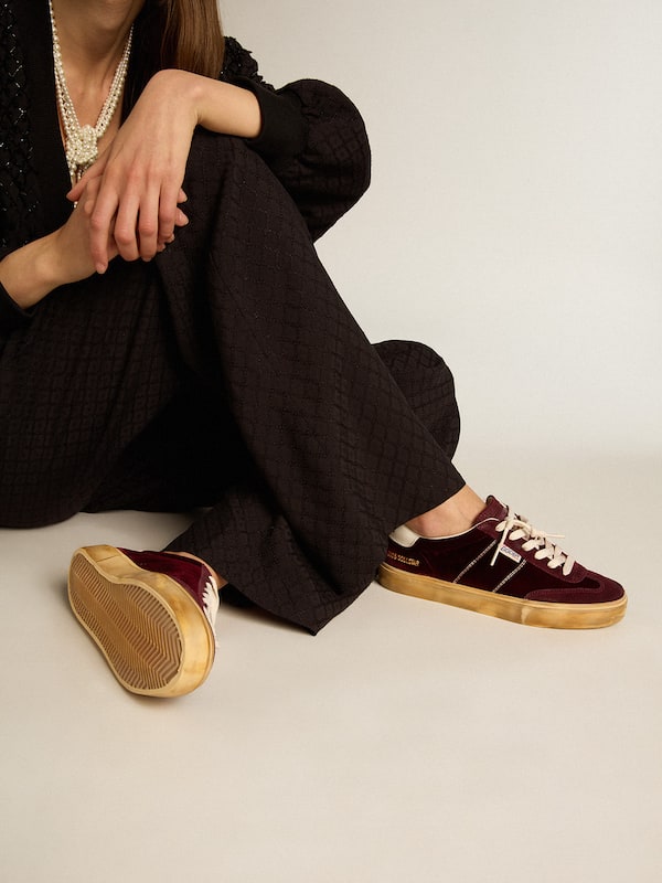 Golden Goose - Soul Star in burgundy velvet with white leather heel tab in 