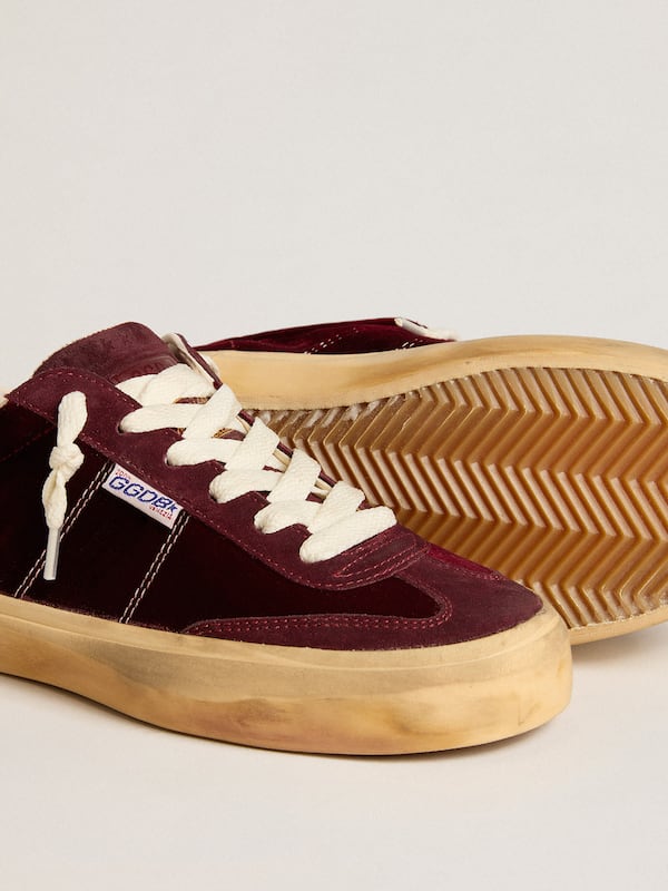 Golden Goose - Soul Star in burgundy velvet with white leather heel tab in 