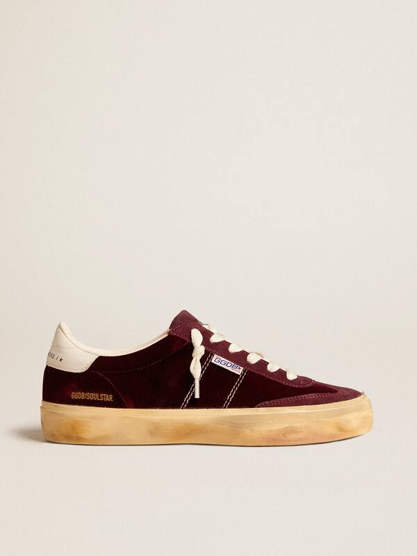 Golden Goose - Soul Star in burgundy velvet with white leather heel tab in 