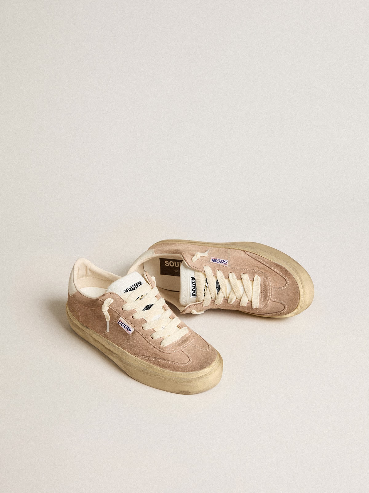 Golden Goose - Women's Soul Star in pink suede with white heel tab in 