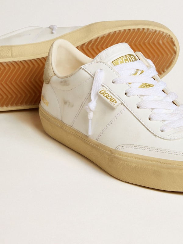 Golden Goose - Women's Soul Star in white leather with beige suede heel tab in 