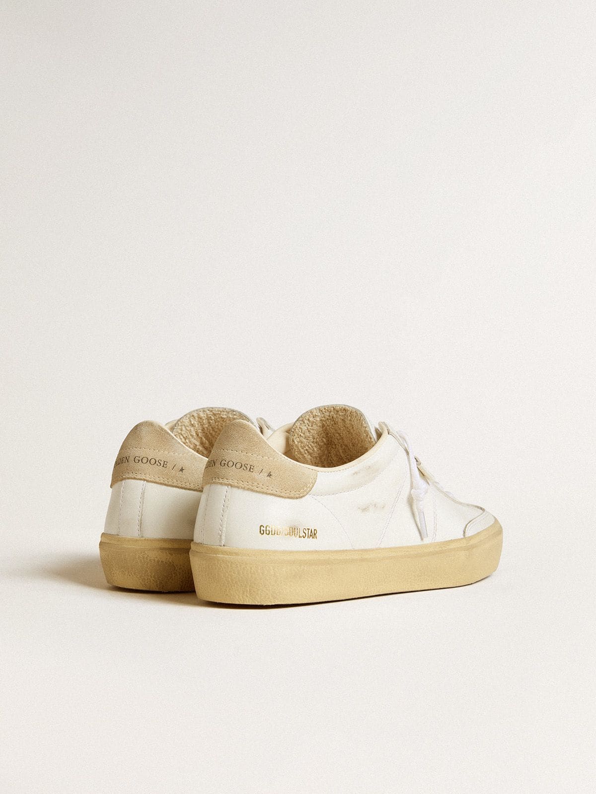Golden Goose - Women's Soul Star in white leather with beige suede heel tab in 