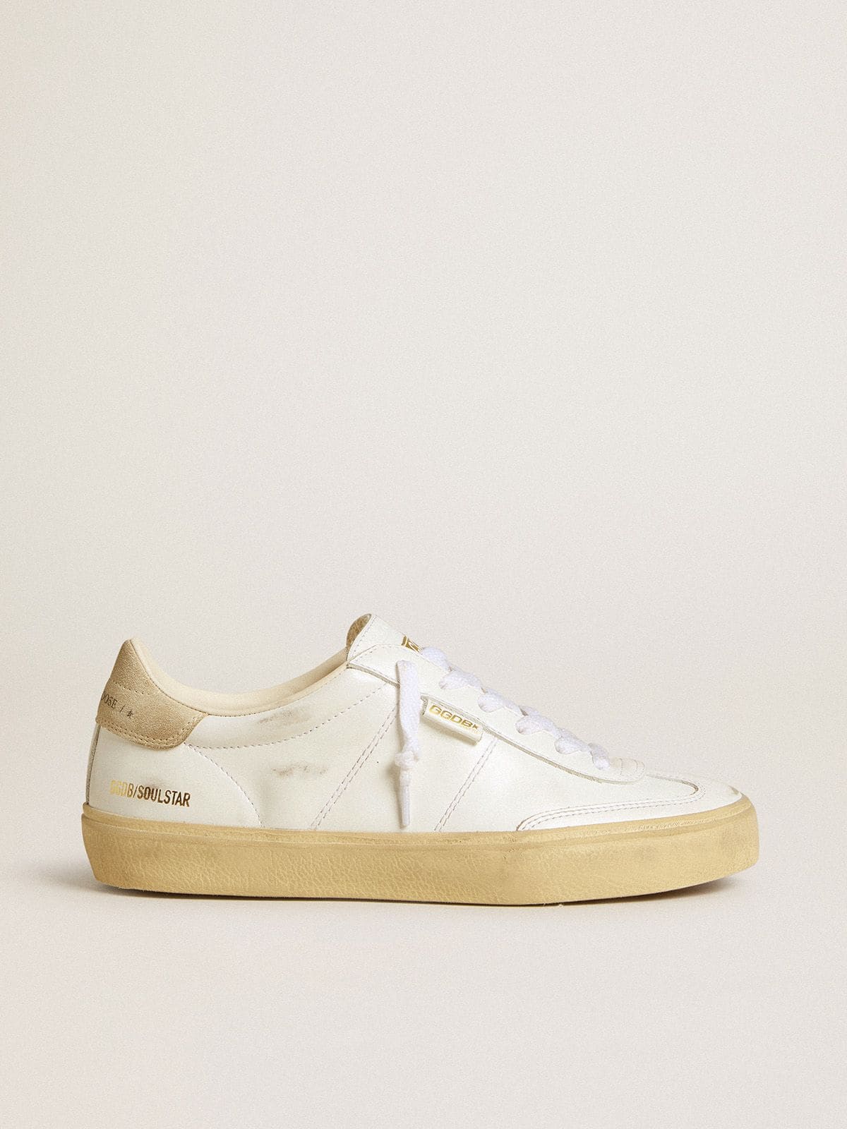 Golden Goose - Women's Soul Star in white leather with beige suede heel tab in 