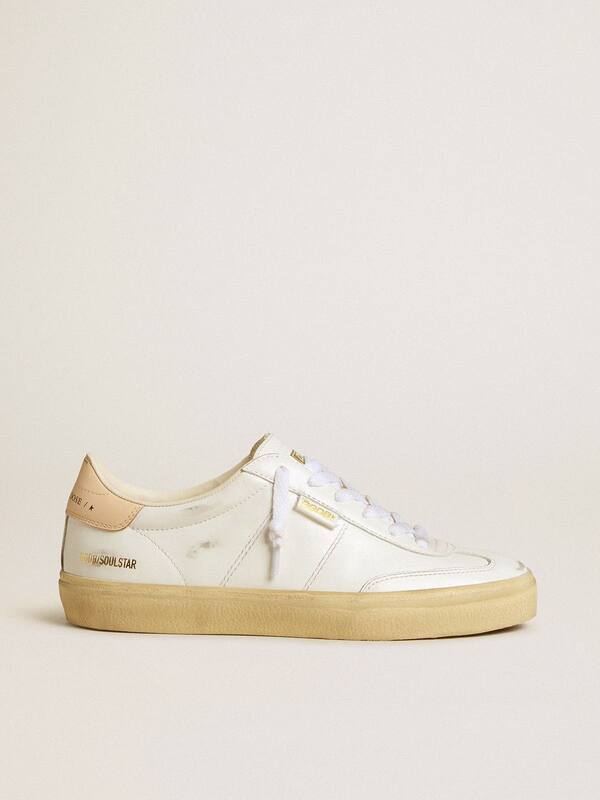 Golden Goose - Women's Soul Star in white leather with pink leather heel tab in 