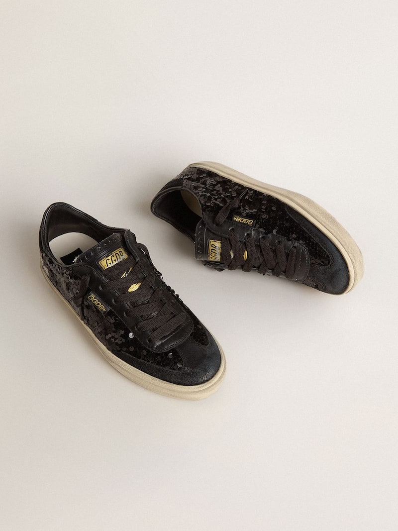 Golden Goose - Soul Star pour femme &agrave; sequins noirs avec contrefort en daim noir in 
