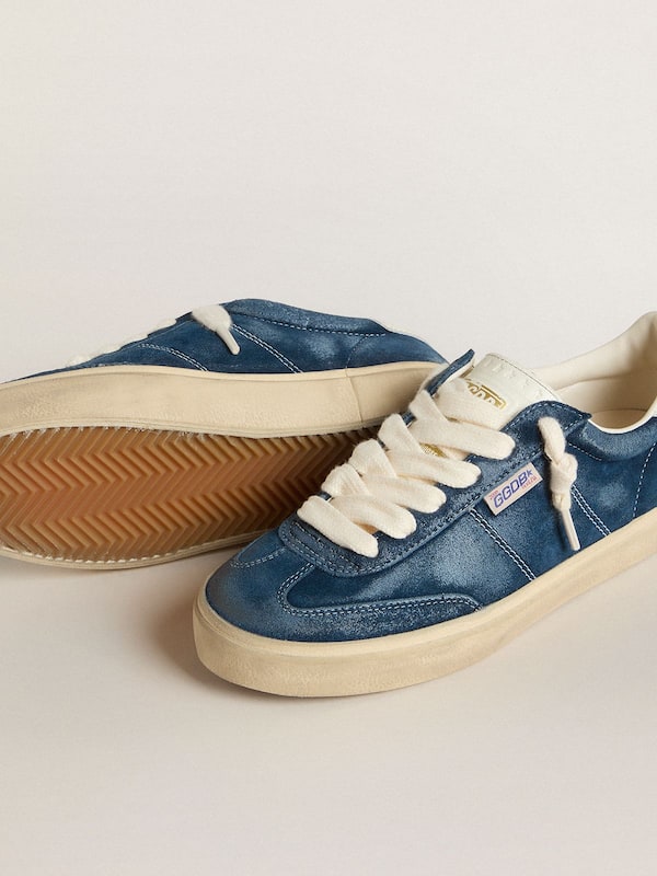 Golden Goose - Women's Soul Star in blue suede with white leather heel tab in 