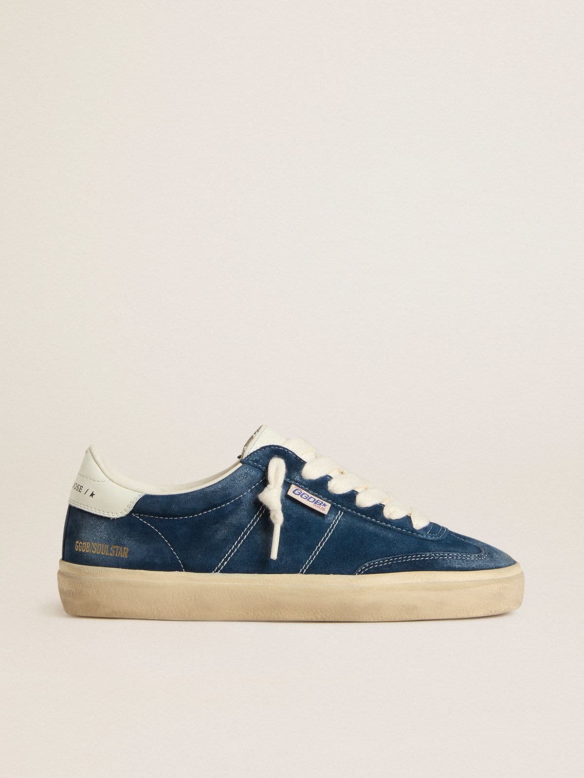 Golden Goose - Soul Star de mujer de ante azul con refuerzo del talón de piel blanca in 