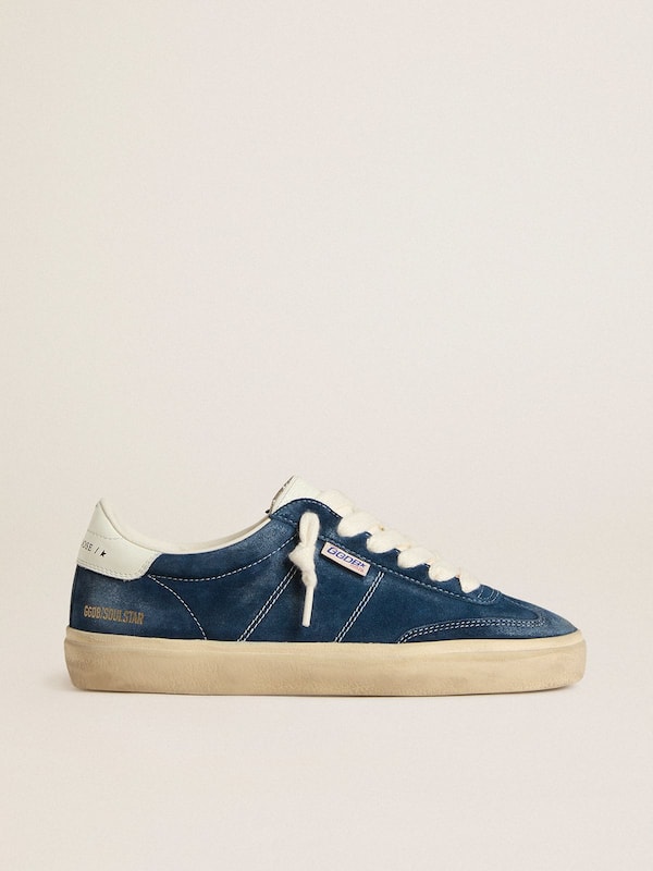 Golden Goose - Women's Soul Star in blue suede with white leather heel tab in 