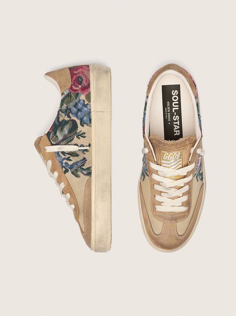 Golden Goose - Soul Star pour femme en toile et cuir velours avec imprim&eacute; color&eacute; in 