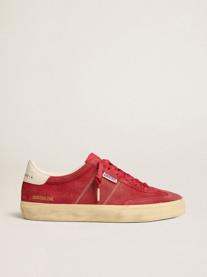 Soul Star Donna in suede rosso con talloncino in pelle color bianco