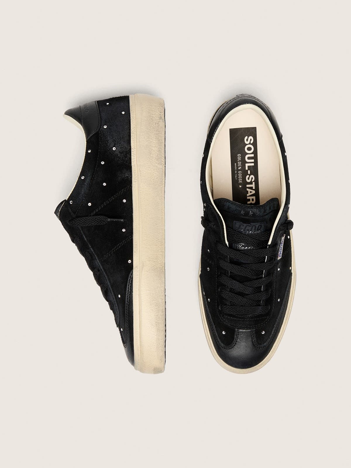 Soul Star de mujer de ante negro con Swarovski plateados