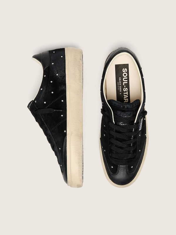 Soul Star de mujer de ante negro con Swarovski plateados