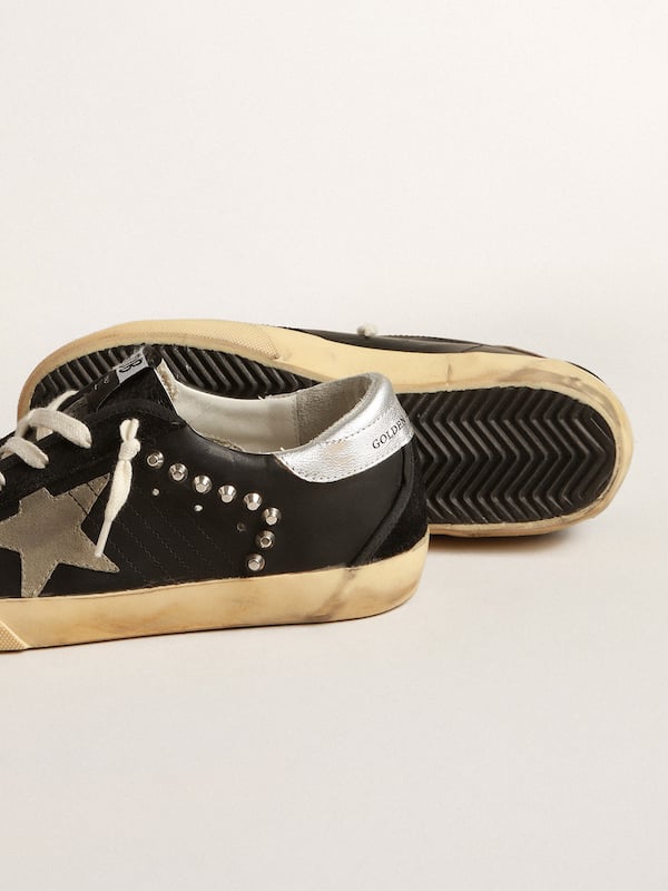 Golden Goose - Women’s Super-Star in black leather and suede with silver studs in 