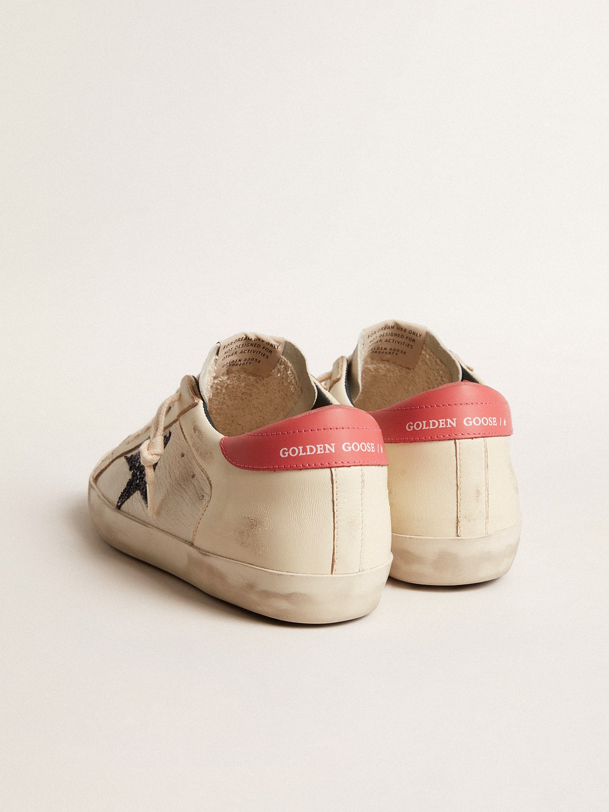 Golden Goose - Women's Super-Star LTD in nappa with blue glitter star and red heel tab in 