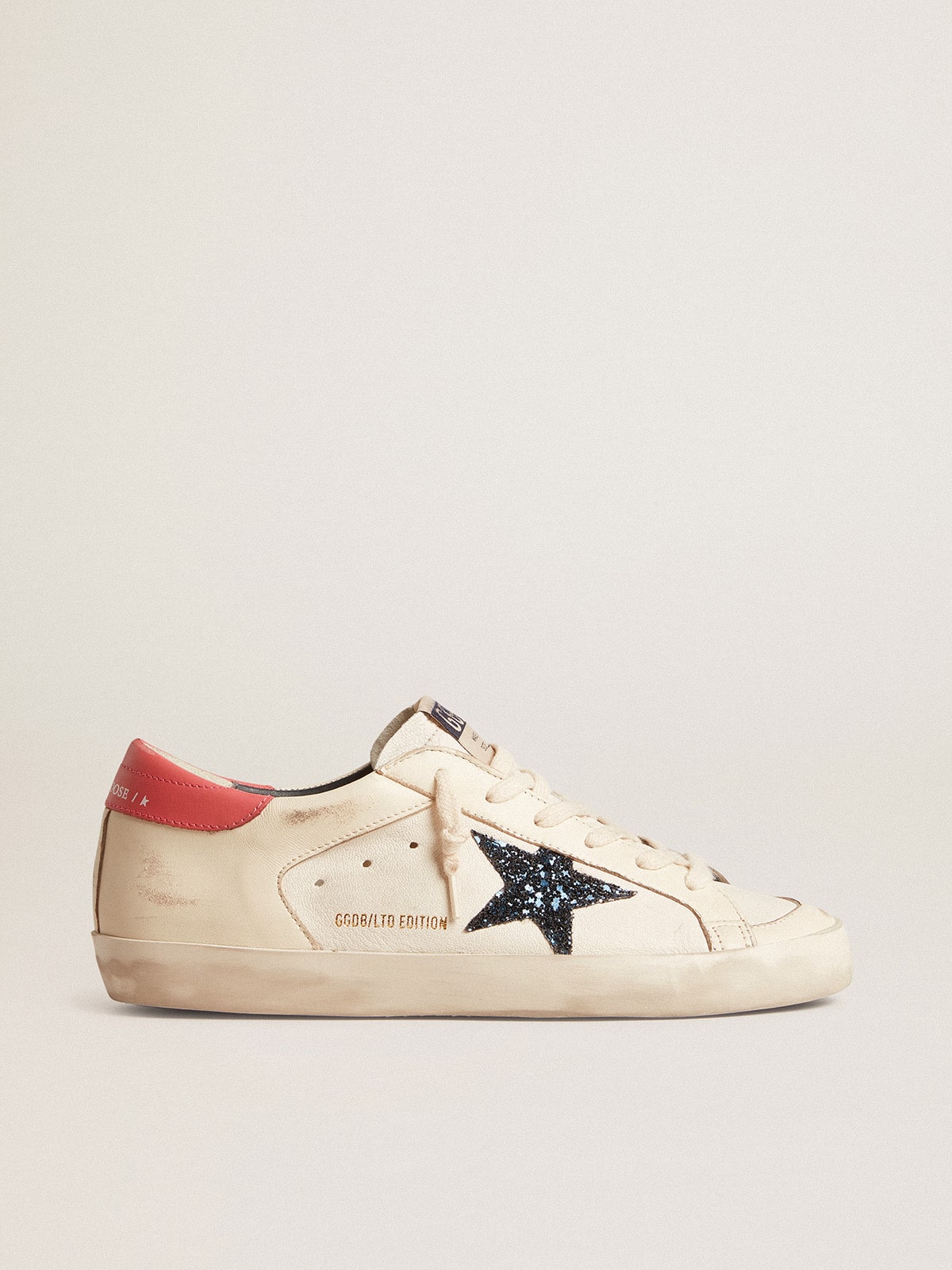 Super Star Donna LTD in nappa con stella in glitter blu e talloncino rosso Golden Goose