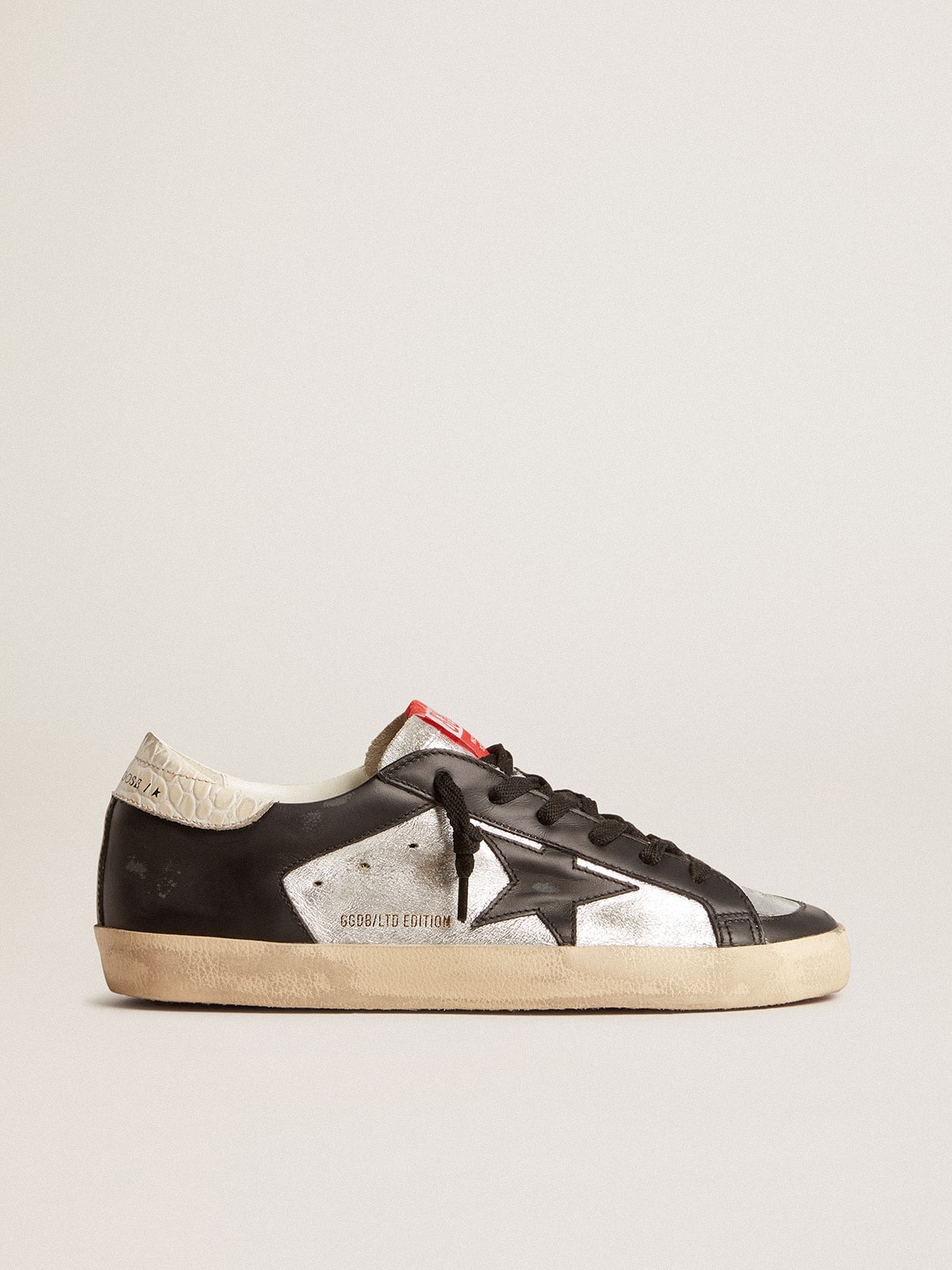 Golden Goose - Super-Star LTD in metallic leather with black leather star and inserts in 