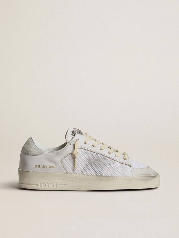 Golden Goose - Stardan LTD in white leather with star and heel tab in ice-gray suede in 