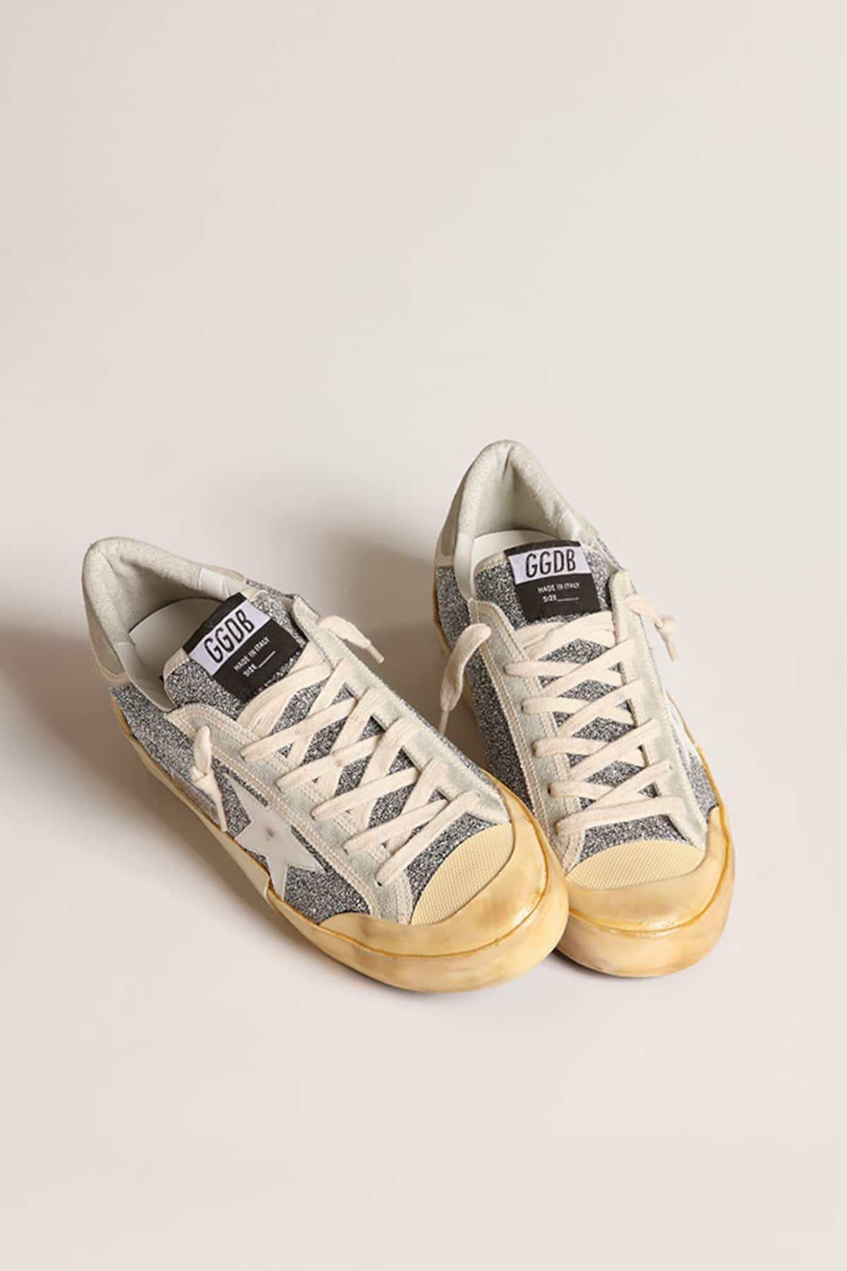 Golden Goose - Women’s Super-Star LAB with white star and Swarovski glitter upper in 