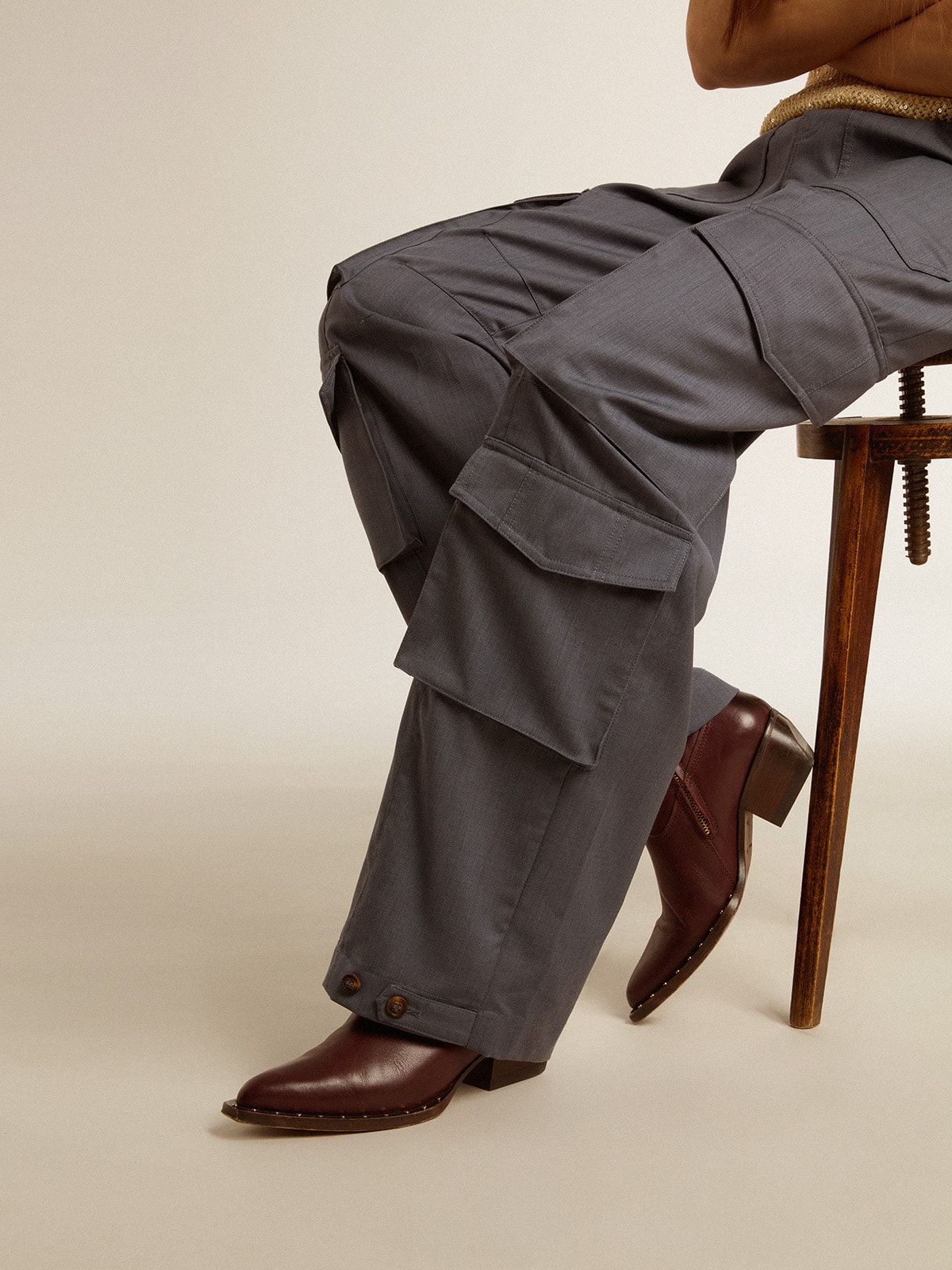 ショートブーツ・ブーティ Golden Goose Stivaletto Debbie In Pelle Womens's low Debbie boots in burgundy leather