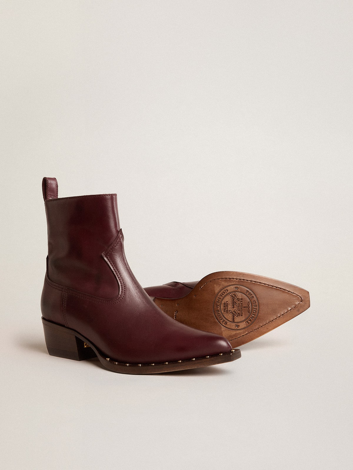 Golden Goose - Low Debbie boots in burgundy leather in 