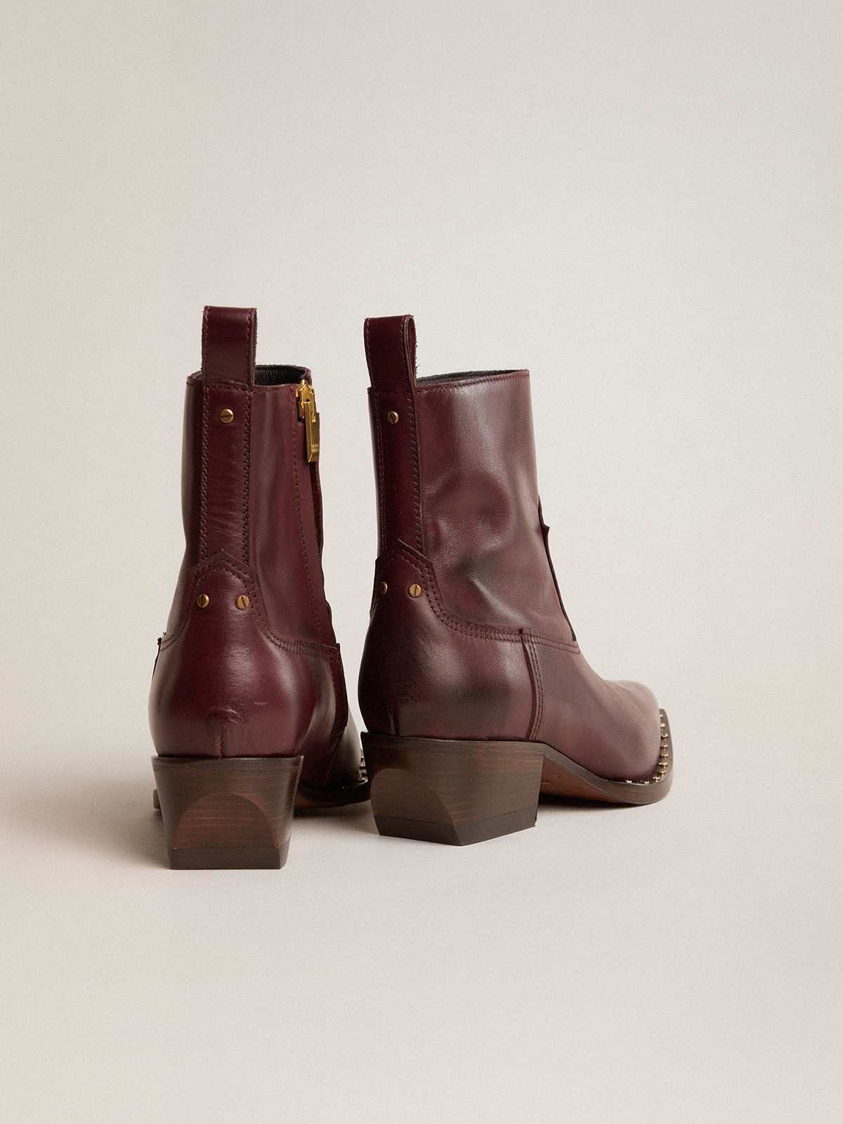 Golden Goose - Womens's low Debbie boots in burgundy leather in 