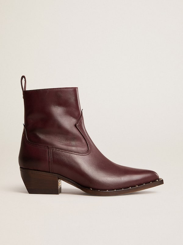 Golden Goose - Womens's low Debbie boots in burgundy leather in 