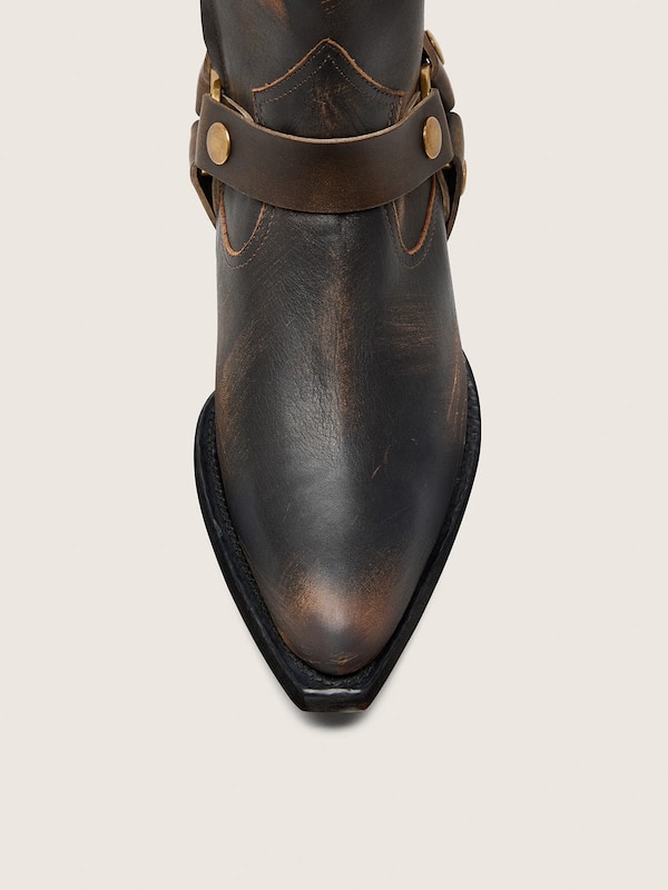 Golden Goose - Women's Debbie boots in black leather with removable buckle and bandana in 