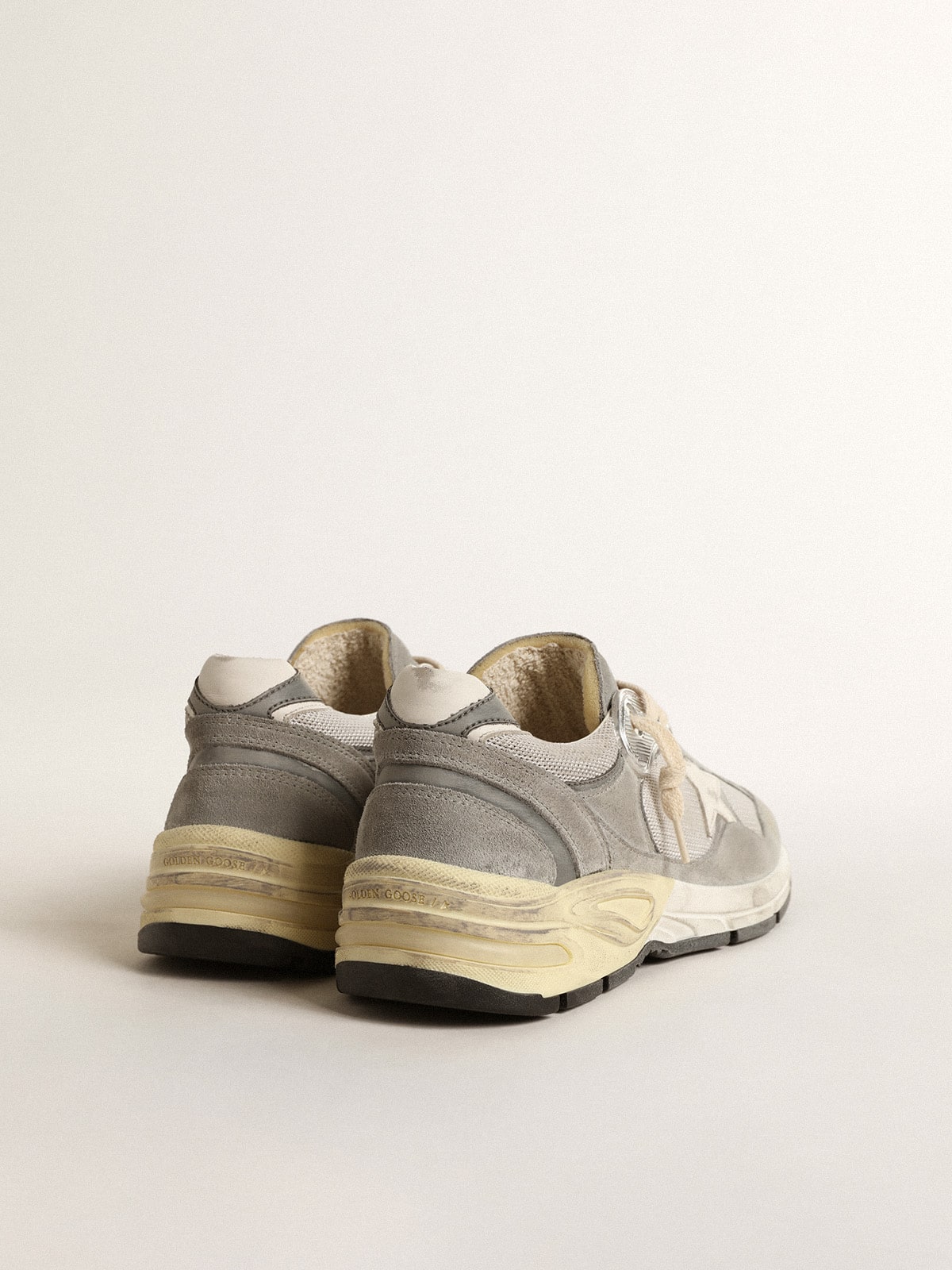 Golden Goose - Dad-Star in suede and silver mesh with white leather star and heel tab in 