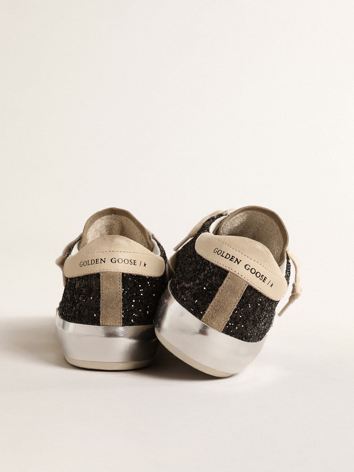 Super Star in black glitter with cream star and suede inserts Golden Goose