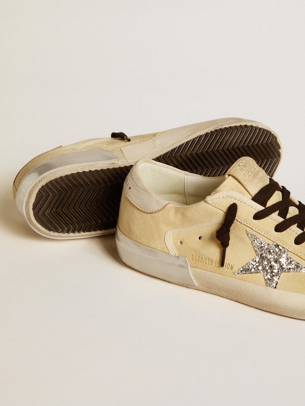 Golden Goose - Women's Super-Star LTD in suede with glitter star and leather heel tab in 