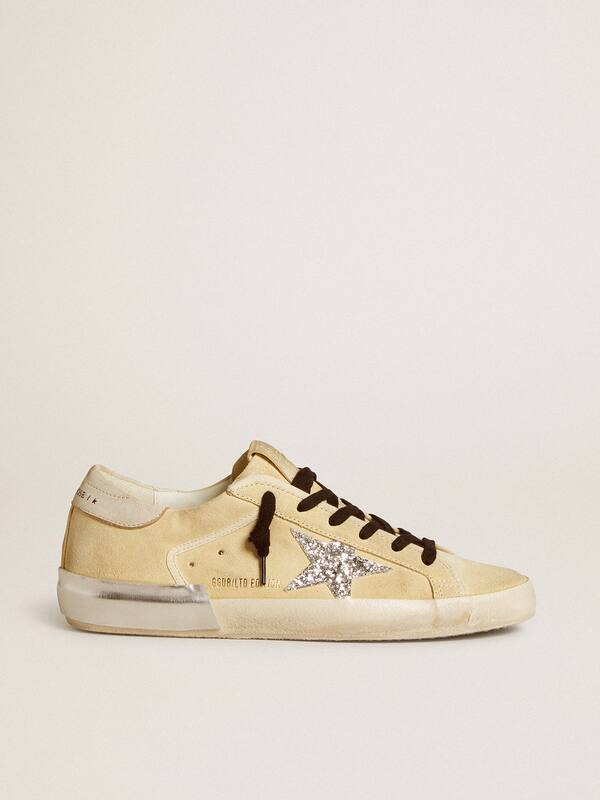 Golden Goose - Women's Super-Star LTD in suede with glitter star and leather heel tab in 